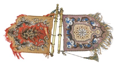 Lot 897 - Two similar Victorian beadwork banners, each...