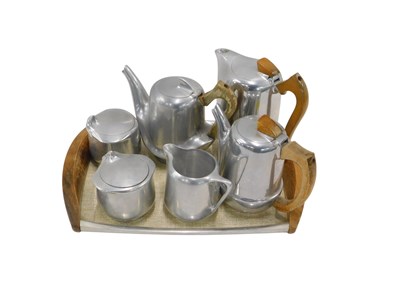 Lot 909 - A Picquotware aluminium six-piece tea set,...
