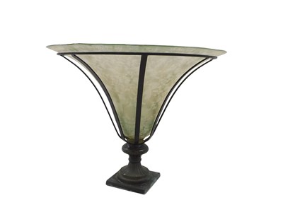Lot 912 - A green iridescent glass vase, with bronze...