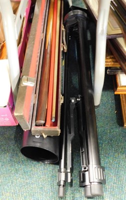 Lot 2146 - A cased two part PS snooker or pool cue, and...
