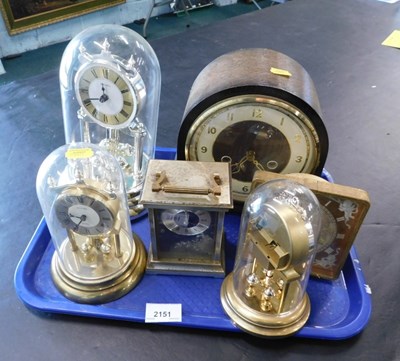 Lot 2151 - A collection of clocks, to include a brass...