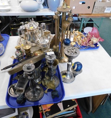 Lot 2152 - Plated wares, brassware, to include plated...