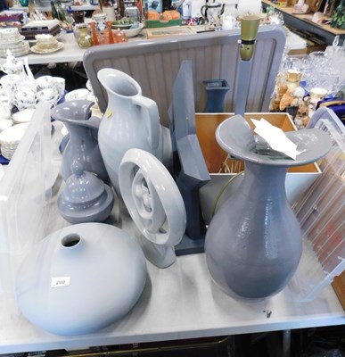 Lot 2132 - A quantity of grey painted Studio pottery, to...