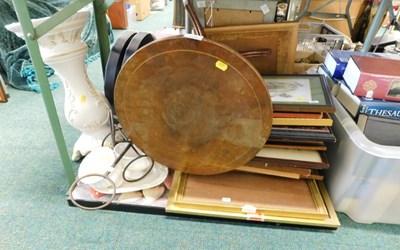 Lot 2133 - A quantity of framed pictures, a tripod wine...