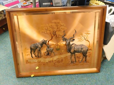 Lot 2160 - A framed copper three dimensional picture,...