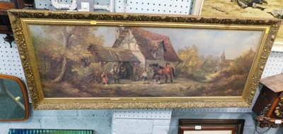 Lot 2189 - A print depicting a blacksmith's shop, in a...