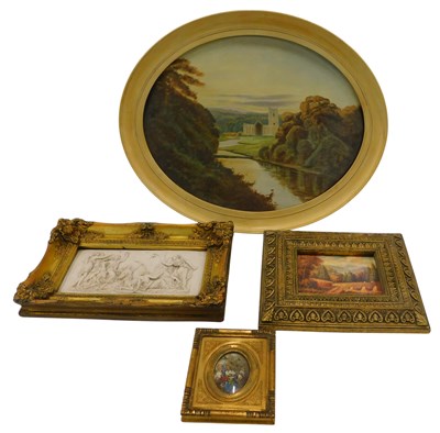 Lot 917 - W E Lord. Ruined abbey, river, etc., possibly...