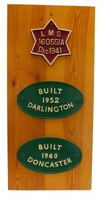 Lot 918 - A board containing three Railway engine...