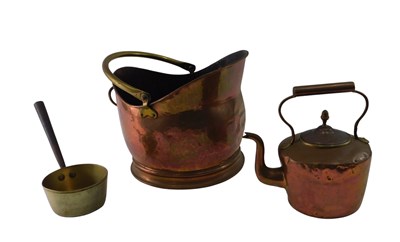 Lot 922 - A brass coal scuttle, and a Victorian copper...