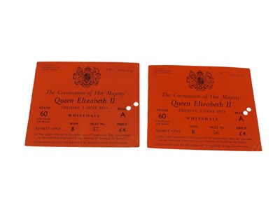Lot 945 - Two tickets for the Coronation of Queen...