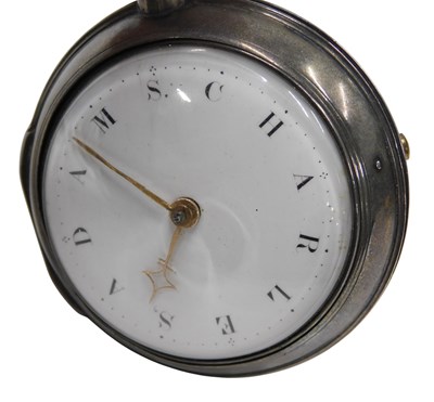 Lot 49 - A George III silver pair cased pocket watch,...