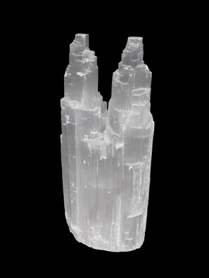 Lot 1025 - A quartz style twin column table lamp, 39cm high.