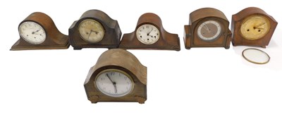 Lot 1030 - Six early 20thC and later mantel clocks, to...