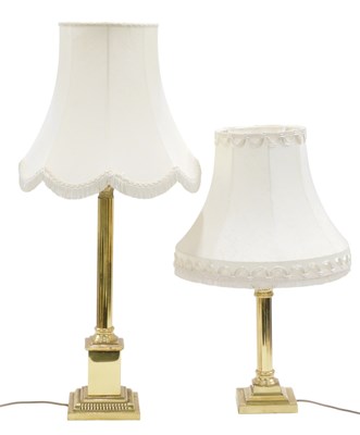 Lot 1037 - A brass table lamp, of Corinthian column form...
