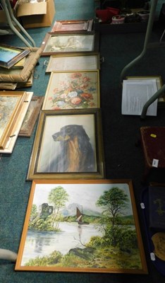 Lot 2214 - Pictures and prints, including a study of...