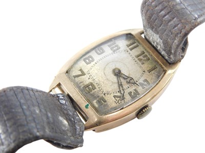 Lot 80 - A mid century 9ct gold cased wristwatch,...
