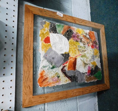 Lot 2196 - A glass framed Spanish paper mache art piece...