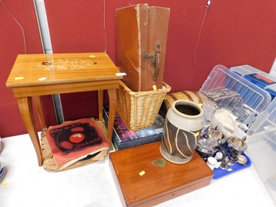 Lot 2205 - A mid-century marquetry topped sewing table,...