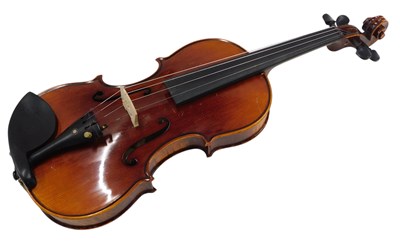 Lot 1001 - A violin, with highly figured two piece back,...