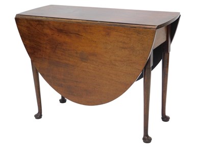 Lot 1067 - An 18thC mahogany drop leaf table, with oval...