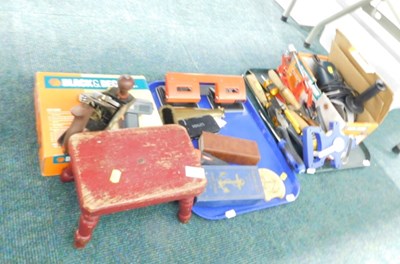 Lot 2240 - A small painted wooden stool, together with...