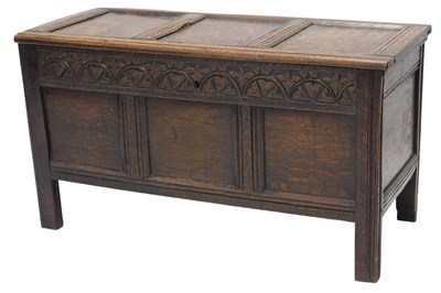 Lot 1074 - A late 17th/early 18thC oak coffer, with a...