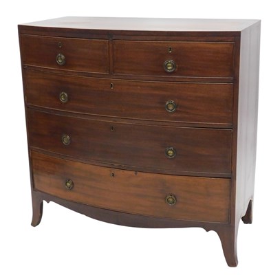 Lot 1082 - A 19thC mahogany bow fronted chest, the top...