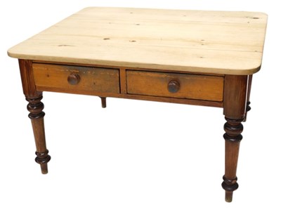 Lot 1091 - A pitch pine and pine kitchen table, with a...