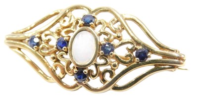 Lot 660 - A 9ct gold opal and sapphire brooch, in an...