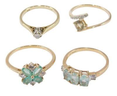 Lot 659 - A 9ct gold and diamond solitaire ring, high...