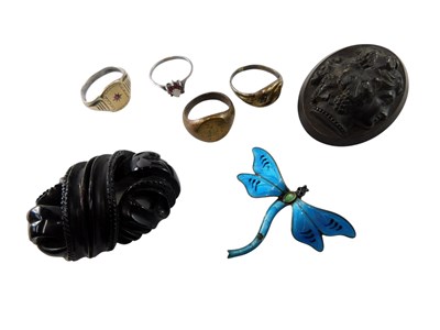 Lot 586 - A silver and enamel dragonfly brooch, circa...