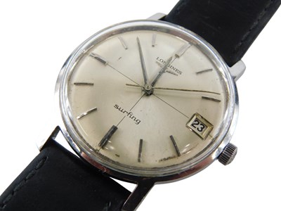 Lot 603 - A Longines surfing stainless steel cased...