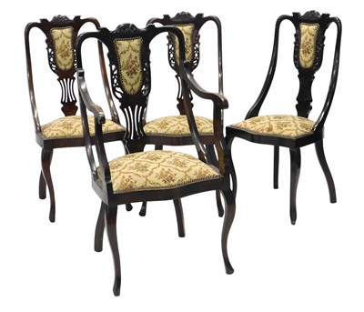 Lot 891 - A set of four Edwardian mahogany salon chairs,...