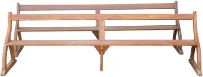 Lot 1098 - A pair of late 19thC elm pews, in Gothic style,...