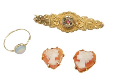 Lot 62 - A Victorian 9ct gold and gem set Etruscan...