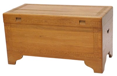 Lot 1114 - A carved Eastern camphor wood chest, decorated...