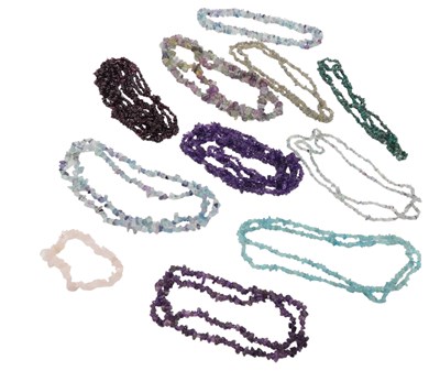 Lot 649 - Assorted semi-precious stone necklaces. (a...