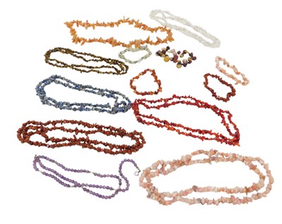 Lot 650 - Assorted semi-precious stone necklaces. (a...