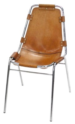 Lot 1160 - A Les Arcs chrome and leather dining chair,...