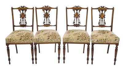 Lot 1174 - A set of four Edwardian rosewood and marquetry...