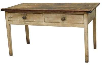 Lot 1181 - A pine kitchen or dairy table, the rectangular...