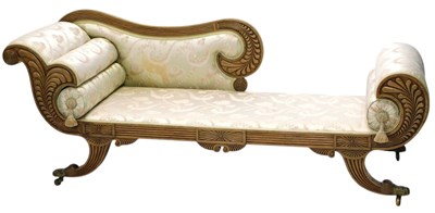 Lot 839 - A Regency mahogany chaise longue, the reeded...