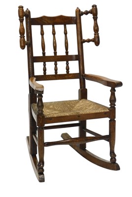 Lot 1196 - A late 19thC turned beech child's wing back...
