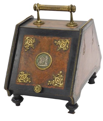 Lot 1198 - A Victorian ebonised and burr walnut coal...