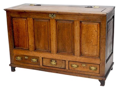 Lot 1204 - A late 18th/early 19thC oak mule chest, the...