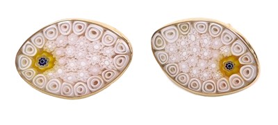 Lot 551 - A pair of 9ct gold and millefiori glass...