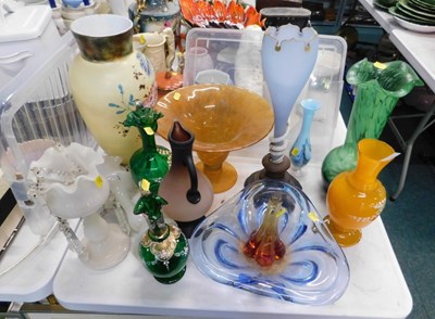Lot 2170 - A Victorian milk glass lustre (AF), together...