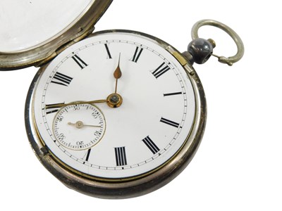 Lot 84 - A silver cased pocket watch, the enamel dial...