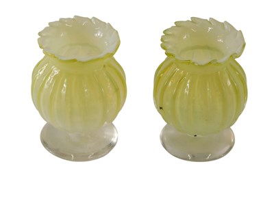 Lot 861 - A pair of Victorian Vaseline and clear glass...
