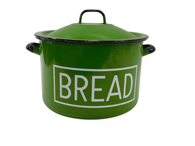 Lot 951 - A green and black enamel breadbin and...